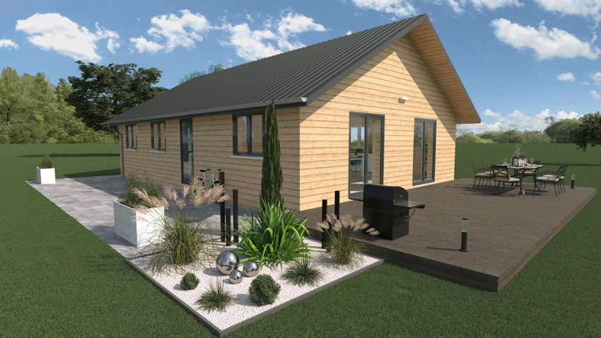 Modèle 3D chalet en bois habitable