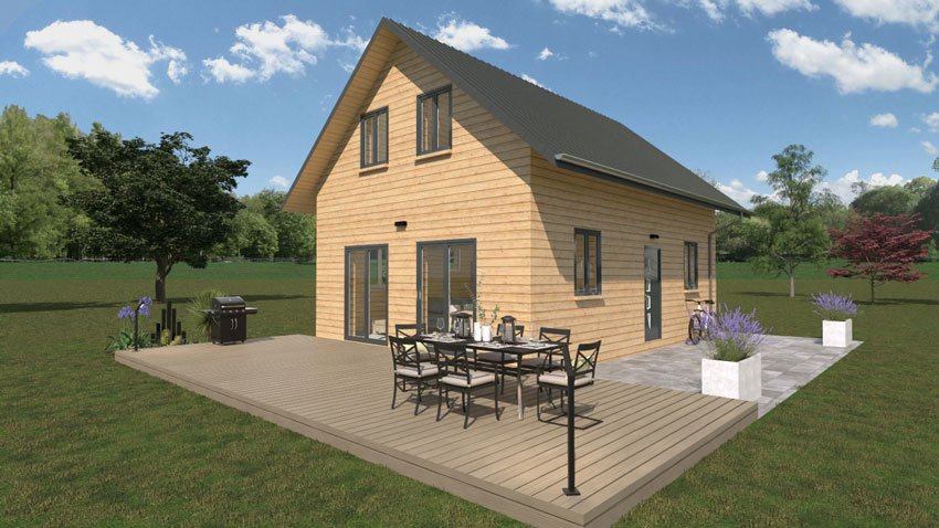 Modèle 3D chalet en bois habitable